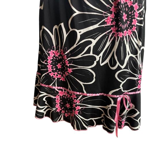 Vintage Y2K Luna Chix Black Pink Floral Ruffle Flowy Skirt Women's Size Medium - Picture 2 of 4